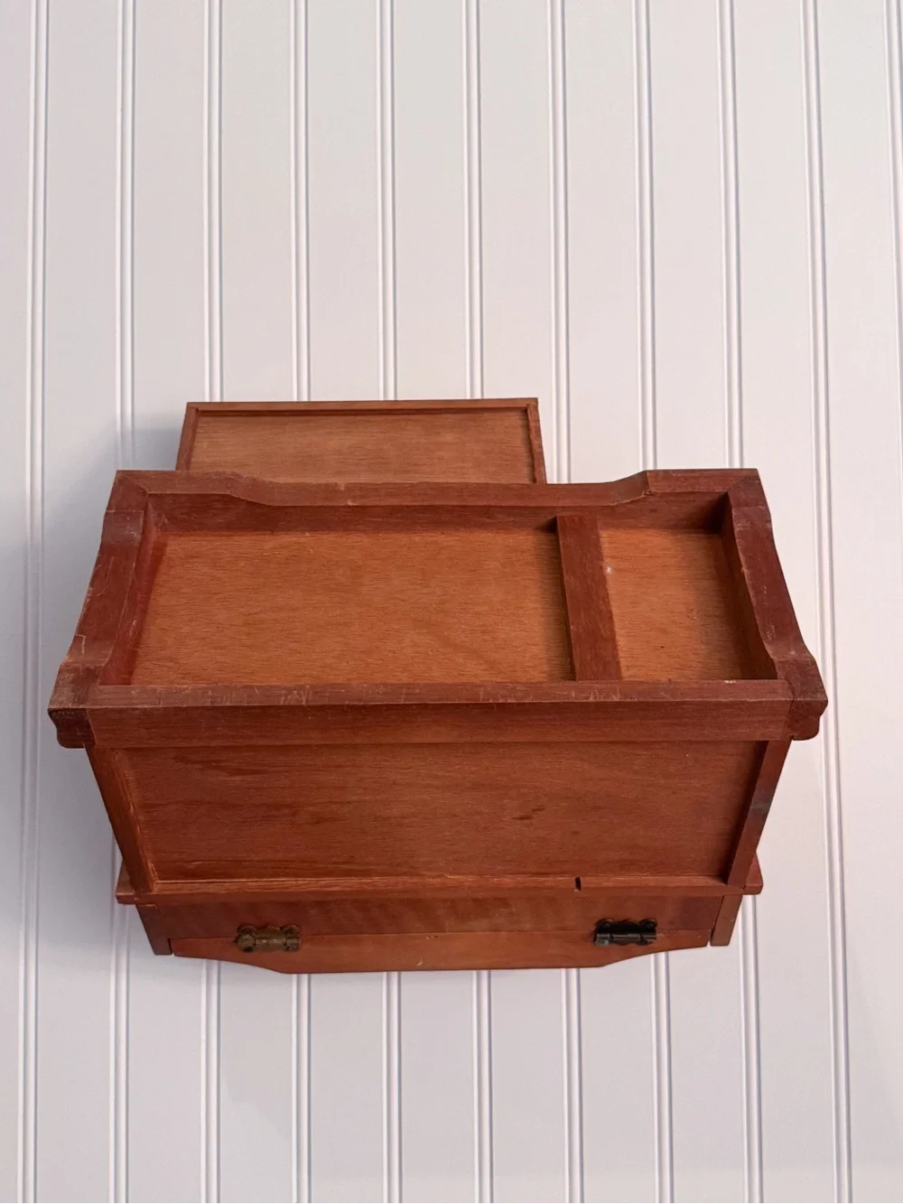 Vintage Solid Wood Dresser-Style Jewelry Cabinet Two-Tone Wooden Jewelry Box